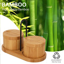 HTB Adega de sal de bambu com mini colher, caixa de sal de cozinha com tampa de fecho magnético giratório, recipiente redondo de sal para armazenamento pimenta tempero banho sal marinho