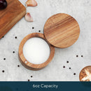 KITCHENDAO Caixa de tigela de bambu para adega de sal, elegante suporte de recipiente de cozinha com tampa magnética giratória para armazenar banho de pimenta e especiarias ou temperos favoritos, 170