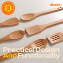 Riveira Colheres de cozinha de bambu com 6 peças – Conjunto de utensílios de cozinha de madeira com colheres de madeira para cozinhar e espátulas, conjuntos de utensílios de madeira – Conjunto de