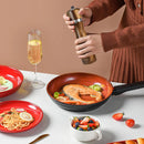 Conjunto de moedor de sal e pimenta de madeira: manual do moedor de pimenta, grossura ajustável, feito de madeira de acácia com núcleo de cerâmica/aço inoxidável | juntamente com bandeja de moedor de
