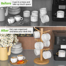 Wisuce Suporte de caneca de café de bambu, base mais grossa, suporte para copo de café, suporte para balcão, suporte para canecas com 6 ganchos (natural)