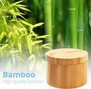 HTB Adega de sal de bambu com mini colher, caixa de sal de cozinha com tampa de fecho magnético giratório, recipiente redondo de sal para armazenamento pimenta tempero banho sal marinho