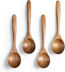 6 colheres de madeira para mel, colheres de madeira pequenas de 17 cm - Ótimo para chá, café e sopa, conjunto de colheres de mesa de servir de madeira, colher de chá de bambu a granel para