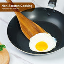 FJNATINH Espátula wok grande de madeira, 33 cm de teca natural, cabo longo, revestido, resina natural, feita à mão para panelas antiaderentes
