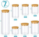 Vtopmart Frascos de vidro para armazenamento de alimentos, pacote com 7 recipientes de cozinha com tampas herméticas de madeira de bambu para massas, biscoitos, nozes, grãos de café, cereais, conjunto