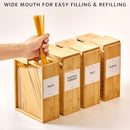 Recipiente de armazenamento de alimentos de bambu, 2000 ml, recipiente transparente de armazenamento de alimentos, 2 recipientes estilo livro para cozinha, organização quadrada de despensa com