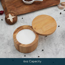 KITCHENDAO Caixa de tigela de bambu para adega de sal, elegante suporte de recipiente de cozinha com tampa magnética giratória para armazenar banho de pimenta e especiarias ou temperos favoritos, 170