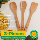 Riveira Colheres de cozinha de bambu com 6 peças – Conjunto de utensílios de cozinha de madeira com colheres de madeira para cozinhar e espátulas, conjuntos de utensílios de madeira – Conjunto de