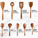 Zulay Kitchen Conjunto de colheres de madeira de 6 peças – Utensílios de teca macios resistentes ao calor com aderência confortável – leve e durável – fácil de limpar, perfeito para panelas