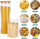 Vtopmart Frascos de vidro para armazenamento de alimentos, pacote com 7 recipientes de cozinha com tampas herméticas de madeira de bambu para massas, biscoitos, nozes, grãos de café, cereais, conjunto