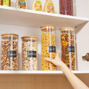 Vtopmart Frascos de vidro para armazenamento de alimentos, pacote com 7 recipientes de cozinha com tampas herméticas de madeira de bambu para massas, biscoitos, nozes, grãos de café, cereais, conjunto