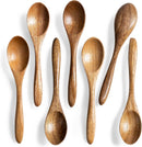 7 colheres de madeira pequenas, colheres de mel de 14 cm para chá, colher de chá de mel de madeira para café, pequenas colheres de madeira, colher de mesa de bambu para mexer, conjunto de