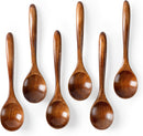 6 colheres de madeira para mel, colheres de madeira pequenas de 17 cm - Ótimo para chá, café e sopa, conjunto de colheres de mesa de servir de madeira, colher de chá de bambu a granel para