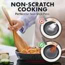 Zulay Kitchen Conjunto de colheres de madeira de 6 peças – Utensílios de teca macios resistentes ao calor com aderência confortável – leve e durável – fácil de limpar, perfeito para panelas