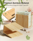 MaxGear Porta-guardanapos de bambu para mesas, dispensador de lenços de mesa independente de madeira para cozinha, sala de jantar, festa, ao ar livre, comporta guardanapos de 14 x 14 cm ou maiores