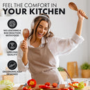 Zulay Kitchen Conjunto de colheres de madeira de 6 peças – Utensílios de teca macios resistentes ao calor com aderência confortável – leve e durável – fácil de limpar, perfeito para panelas