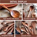 FJNATINH Espátula wok grande de madeira, 33 cm de teca natural, cabo longo, revestido, resina natural, feita à mão para panelas antiaderentes
