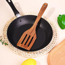 FJNATINH Espátula wok grande de madeira, 33 cm de teca natural, cabo longo, revestido, resina natural, feita à mão para panelas antiaderentes