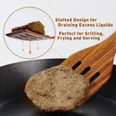FJNATINH Espátula wok grande de madeira, 33 cm de teca natural, cabo longo, revestido, resina natural, feita à mão para panelas antiaderentes