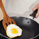 FJNATINH Espátula wok grande de madeira, 33 cm de teca natural, cabo longo, revestido, resina natural, feita à mão para panelas antiaderentes