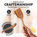 Zulay Kitchen Conjunto de colheres de madeira de 6 peças – Utensílios de teca macios resistentes ao calor com aderência confortável – leve e durável – fácil de limpar, perfeito para panelas