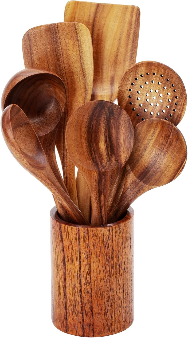 FJNATINH Espátula wok grande de madeira, 33 cm de teca natural, cabo longo, revestido, resina natural, feita à mão para panelas antiaderentes