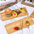 Bamboo Tea Serving Tray 3 Pcs Decorative Multi Use Bathroom Counter Tray with Edges Bamboo Vanity for Dresser Food Coffee Tea Snack Tissues Candles, 11 x 4 Inch(Rectangle Style)