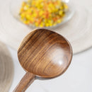 FJNATINH Espátula wok grande de madeira, 33 cm de teca natural, cabo longo, revestido, resina natural, feita à mão para panelas antiaderentes