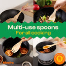 Riveira Colheres de cozinha de bambu com 6 peças – Conjunto de utensílios de cozinha de madeira com colheres de madeira para cozinhar e espátulas, conjuntos de utensílios de madeira – Conjunto de