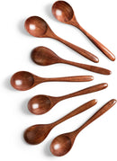 6 colheres de madeira para mel, colheres de madeira pequenas de 17 cm - Ótimo para chá, café e sopa, conjunto de colheres de mesa de servir de madeira, colher de chá de bambu a granel para