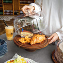 Jkwokback Suporte de bolo com cúpula e tampa de acrílico, prato de bolo e capa de bolo de plástico com base destacável, bandeja de servidor de exibição de bolo para presente de aniversário e cozinha