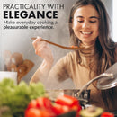 Zulay Kitchen Conjunto de colheres de madeira de 6 peças – Utensílios de teca macios resistentes ao calor com aderência confortável – leve e durável – fácil de limpar, perfeito para panelas