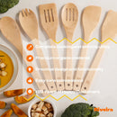 Riveira Colheres de cozinha de bambu com 6 peças – Conjunto de utensílios de cozinha de madeira com colheres de madeira para cozinhar e espátulas, conjuntos de utensílios de madeira – Conjunto de