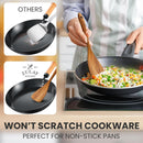 Zulay Kitchen Conjunto de colheres de madeira de 6 peças – Utensílios de teca macios resistentes ao calor com aderência confortável – leve e durável – fácil de limpar, perfeito para panelas