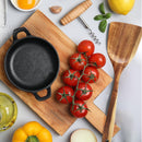 FJNATINH Espátula wok grande de madeira, 33 cm de teca natural, cabo longo, revestido, resina natural, feita à mão para panelas antiaderentes