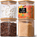 Frascos de armazenamento de vidro com tampa de bambu, recipientes de cozinha herméticos para assar, recipiente de alimentos para especiarias, biscoitos, chá, café e lanches (4 pacotes de 0,6 qt)