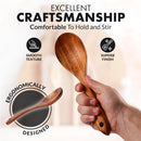 Zulay Kitchen Conjunto de colheres de madeira de 6 peças – Utensílios de teca macios resistentes ao calor com aderência confortável – leve e durável – fácil de limpar, perfeito para panelas