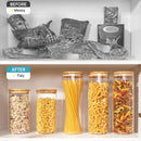 Vtopmart Frascos de vidro para armazenamento de alimentos, pacote com 7 recipientes de cozinha com tampas herméticas de madeira de bambu para massas, biscoitos, nozes, grãos de café, cereais, conjunto