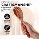 Zulay Kitchen Conjunto de colheres de madeira de 6 peças – Utensílios de teca macios resistentes ao calor com aderência confortável – leve e durável – fácil de limpar, perfeito para panelas