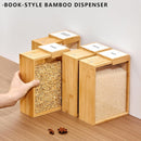 Recipiente de armazenamento de alimentos de bambu, 2000 ml, recipiente transparente de armazenamento de alimentos, 2 recipientes estilo livro para cozinha, organização quadrada de despensa com