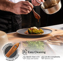Zulay Kitchen Conjunto de colheres de madeira de 6 peças – Utensílios de teca macios resistentes ao calor com aderência confortável – leve e durável – fácil de limpar, perfeito para panelas