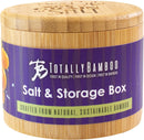 Totally Bamboo Caixa de armazenamento de bambu Salt Cellar com tampa giratória magnética, capacidade de 170 g, gravação "Take Life with a Grain of Salt" gravado na tampa
