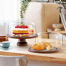 Jkwokback Suporte de bolo com cúpula e tampa de acrílico, prato de bolo e capa de bolo de plástico com base destacável, bandeja de servidor de exibição de bolo para presente de aniversário e cozinha