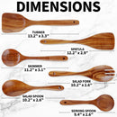 Zulay Kitchen Conjunto de colheres de madeira de 6 peças – Utensílios de teca macios resistentes ao calor com aderência confortável – leve e durável – fácil de limpar, perfeito para panelas