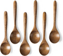 6 colheres de madeira para mel, colheres de madeira pequenas de 17 cm - Ótimo para chá, café e sopa, conjunto de colheres de mesa de servir de madeira, colher de chá de bambu a granel para
