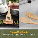 Conjunto de utensílios de madeira, utensílios de bambu – 7 peças de colheres de madeira para cozinhar, fácil de limpar, resistente, leve e resistente ao calor