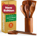 Riveira Colheres de cozinha de bambu com 6 peças – Conjunto de utensílios de cozinha de madeira com colheres de madeira para cozinhar e espátulas, conjuntos de utensílios de madeira – Conjunto de