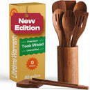 Riveira Colheres de cozinha de bambu com 6 peças – Conjunto de utensílios de cozinha de madeira com colheres de madeira para cozinhar e espátulas, conjuntos de utensílios de madeira – Conjunto de