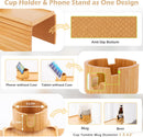 BAMBOOTRAY Bandeja de suporte de copo de sofá, mesa de braço de sofá 3 em 1, grande 48 x 33 cm, mesa lateral de bambu com clipe de sofá com suporte de copo de 360° para sofá, organizador