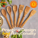 Riveira Colheres de cozinha de bambu com 6 peças – Conjunto de utensílios de cozinha de madeira com colheres de madeira para cozinhar e espátulas, conjuntos de utensílios de madeira – Conjunto de